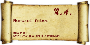 Menczel Ambos névjegykártya